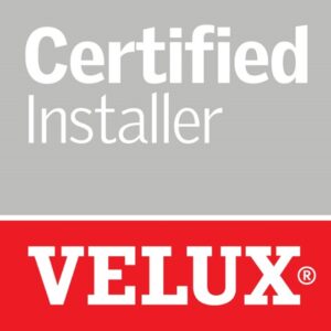 Gray and red logo with text: "Certified Installer VELUX.